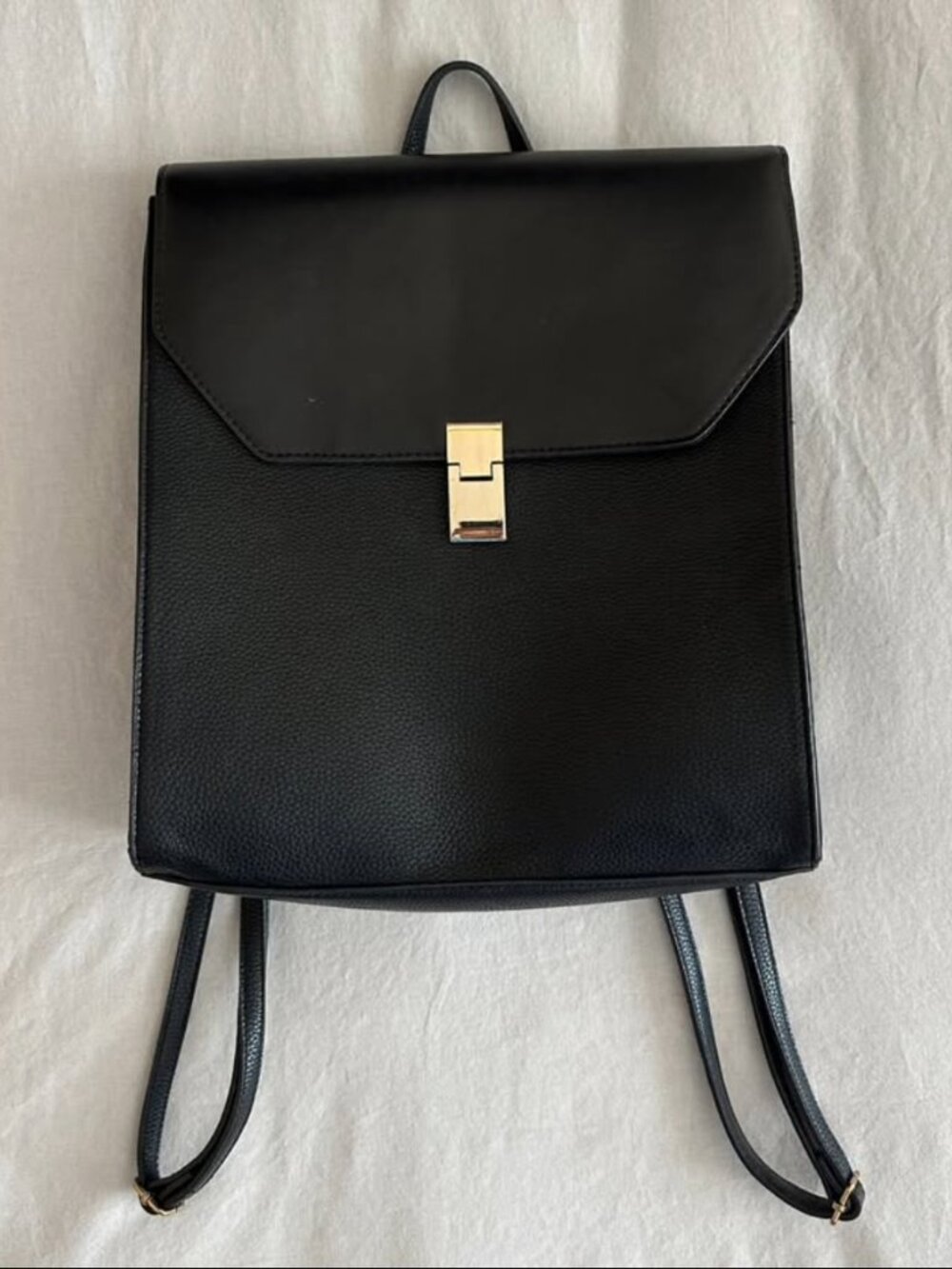 Dark Academia Black Vegan Leather Asos Backpack Minimalist Preppy Fall Fashion